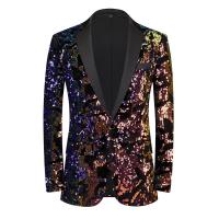 Chaqueta de traje de lentejuelas de un botón para hombre, abrigo deportivo de esmoquin para Festival de fiesta - details 1