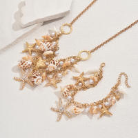 Conjunto de pulsera de collar de mujer Ocean Wind, collar de diseño de perlas de concha de estrella de mar personalizado, joyería - details 2