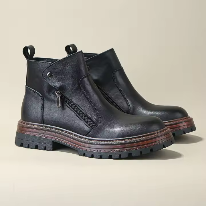 Botas de cuero de alta gama para hombre, botas Chelsea, suela suave y transpirable de piel de vaca de primera capa - 1