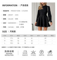 Vestido negro de línea A con diseño de manga larga para mujer, primavera verano, nuevo. - details 4
