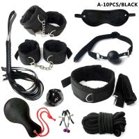 Leten-Kits de Bondage para mujeres, esposas, mordaza, látigo, pinzas para pezones, juguetes eróticos para mujeres, parejas, tienda sexual para adultos, tapón Anal, cola - details 0