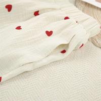 Novedad de verano, conjunto de manga larga 100% algodón con estampado de corazón de amor, pijama con botones para mujer con cuello TRE de 2 piezas, pijamas - details 18