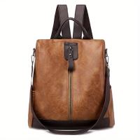 Mochila Retro de cuero PU suave para mujer, bolso de una tira, bolso de viaje corto impermeable antirobo para exteriores - details 3