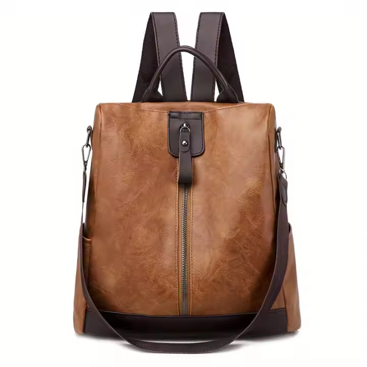 Mochila Retro de cuero PU suave para mujer, bolso de una tira, bolso de viaje corto impermeable antirobo para exteriores - 1