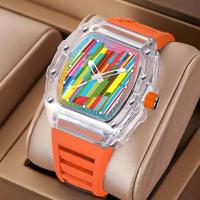 Reloj de Pulsera de Cuarzo de Lujo Automático Estilo Hueco Impermeable Deportivo Correa de Cuero - details 17