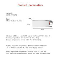 Pendrive portátil de alta velocidad, unidad Flash USB 3,0 de 2TB, 1TB, 512GB, color negro - details 5