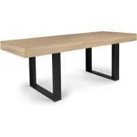 Mesa de comedor extensible rectangular para 6-10 personas, madera y negro, 160-200 cm - details 0