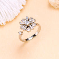 Anillo giratorio de flor de molino de viento con copos de nieve de circonio de cristal a la moda para mujeres y niñas, joyería para fiesta, regalo antiestrés - details 32