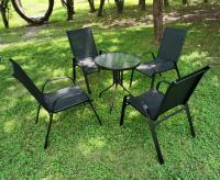 Sillas de Jardín de Acero-Hierro 4 unidad Sillas de comedor Espalda Alta Tejido Carga Grupo 150kg - details 5