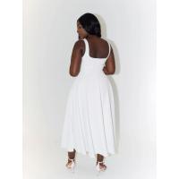 Primavera y verano nuevo vestido halter sin mangas con cuello cuadrado de color sólido - details 29