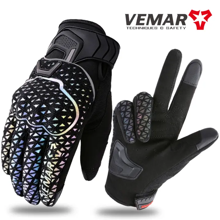 VEMAR Guantes transpirables para motociclismo de verano, guantes de Motocross con pantalla táctil, guantes protectores a prueba de viento para moto, guantes reflectantes coloridos - 1