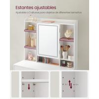 Tocador con Luces LED con Brillo Ajustable, Mesa de Maquillaje con Espejo, Espacioso, Estantes Ajustables, 2 Cajones, Mesa de Maquillaje, Blanco Nube - details 12