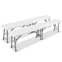 Banco plegable de plástico de 6 pies/183 cm, banco portátil para jardín al aire libre con asa de transporte para picnic, camping, cena, fiesta, 2 piezas - details 0