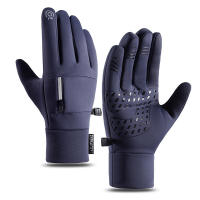 Guantes de motorista para hombre, polares de peluche resistentes a la abrasión, impermeables, para senderismo, 1 par - details 11