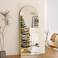Cuerpo Entero Curvado, Espejos Grandes de Pared con Marco de Aluminio 161 x 52 cm, Espejo de Pie Inclinado o Colgante para Salón, Dormitorio, Entrada, Negro - details 53
