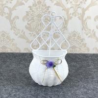 Cesta de flores colgante para fiesta de jardín, jarrón artesanal hecho a mano, organizador de artículos diversos, macetas de ratán Artificial para pared, decoración del hogar - details 10