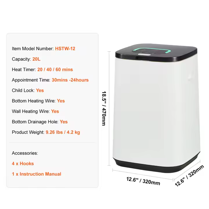 SucceBuy Cubo calentador de toallas grande, pantalla LED, temporizador ajustable, apagado automático, para toallas de baño, albornoces, mantas - 1