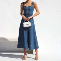 Vestido largo sin tirantes de cintura alta para mujer, sin tirantes, corte A, con bolsillos, primavera y verano - details 7