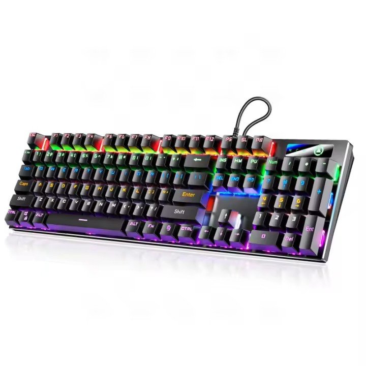 Teclado mecánico metálico 87 teclas 104 teclas eje verde luminoso eje negro accesorios informáticos juego de bloques de color - 1