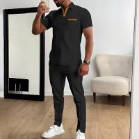 [Conjunto de polo versátil] Conjunto de polo versátil de color sólido para hombre: ropa informal para exteriores con bolsillos y pantalones cortos a juego - details 11