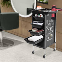 Carrito de peluquería para estilistas, con 4 cajones extraíbles, adecuado para salones de uñas, instituciones médicas, peluquerías, clínicas veterinarias, salones de belleza, spas (negro) - details 3