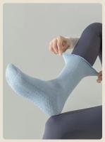 3 pares de calcetines de yoga sólidos para mujer, calcetines de yoga transpirables de algodón a media pantorrilla, calcetines deportivos antideslizantes con volantes para el suelo - details 7