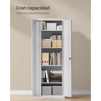 Armario de Garaje de 5 Estantes con 2 Puertas, Armario de Oficina, 40 x 80 x 180 cm, 1 Cerradura, Estantes Ajustables, Gabinete de Metal, Gris Mate OMC015G01 - details 30