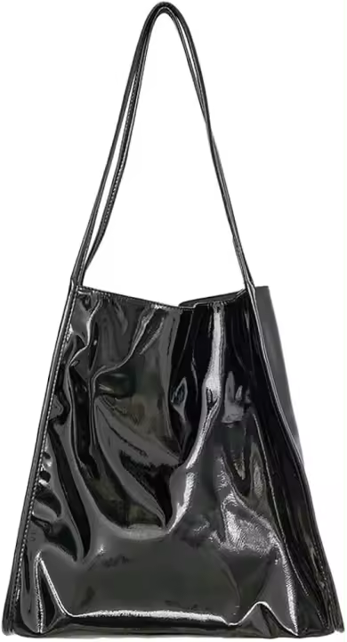 Bolso de mano elegante de cuero de PU para mujeres y niñas, bolso de hombro grande brillante, bolso Hobo de moda - 1