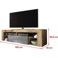 Mueble TV Moderno/Mesa TV/Mueble para Salón / 140 cm (sin LED, Nogal/Negro Brillante) - details 16