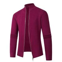 Suéter de cuello alto con cremallera para hombre, cárdigan de moda multifuncional retro informal ajustado de color sólido para invierno - details 9