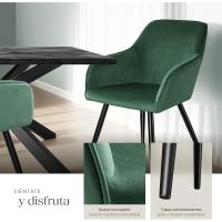 Silla Tapizada en Terciopelo, Sillas de Comedor Ergonómicas y Versátiles, Gran Estabilidad y Capacidad de Carga, Sillas Cocina Elegante - 1 Silla Gris/Negro - details 13