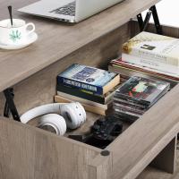 Mesa de Café de Madera Elevable Diseño Moderno para Sala Tamaño 104,5 x 49,5 x (49-61,5) cm Gris - details 3