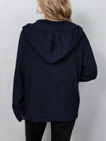 Cárdigan con capucha para mujer, suéter de punto de manga larga con cuello en V, sólido, abrigo de punto con cordón, otoño e invierno, nuevo - details 12