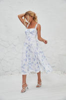 Vestido midi de satén con tirantes finos para mujer, abertura frontal, hueco - details 39