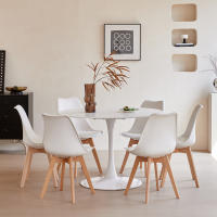 Mesa redonda blanca de 110CM para cocina, comedor, sala de estar, muebles de estilo nórdico moderno, mesa pequeña para balcón - details 3