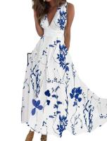 Vestidos largos estampados ral para mujer, vestido con cuello en V sin mangas, vestido A-e para fiesta, graduación, Club, Vestidos de noche elegantes para mujer - details 4