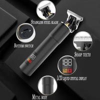 Cortadora de pelo profesional lavable con carcasa de metal, potente cortadora de pelo eléctrica LCD para Barba, 10W - details 0