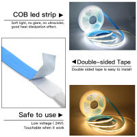 Tira de luces LED COB CCT, cinta Flexible de alta densidad, regulable, FOB, 608 K a 2700K, iluminación cambiable, DC12V, 24V, 6500 Led/m - details 2