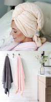 Secado rápido extra grande de microfibra con banda elástica, turbante suave ultra absorbente del abrigo de la toalla del pelo - details 11