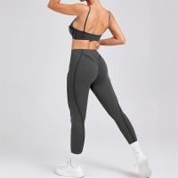 Conjuntos de Yoga con correas desnudas para mujer, sujetador deportivo a prueba de sentadillas, mallas de entrenamiento de cintura alta, pantalones de Fitness, traje de ropa activa para mujer XP81 - details 4