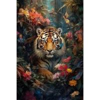 Pintura de Marco Ruopoty con Números Kit de Dibujo Moderno de Tigre de Jungle Arte de Pared Pintura de Acrílico para Decoración del Hogar Estilo Abstracto Tamaño 40x50cm - details 0
