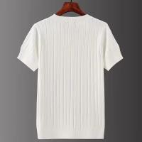 Camiseta de verano para hombre, manga corta, estilo fino, corte entallado, cuello en V, Top de punto, capa Base de rayas versátil y cómoda - details 1