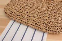 Bolso de mano de ocio étnico francés, hombro tejido Vertical, Cuadrado de hierba de verano - details 8