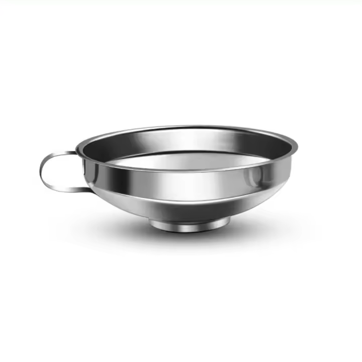 Embudo plateado, herramienta de filtrado, boca ancha, gran apertura, suministros de cocina, embudo de mermelada de acero inoxidable - 1