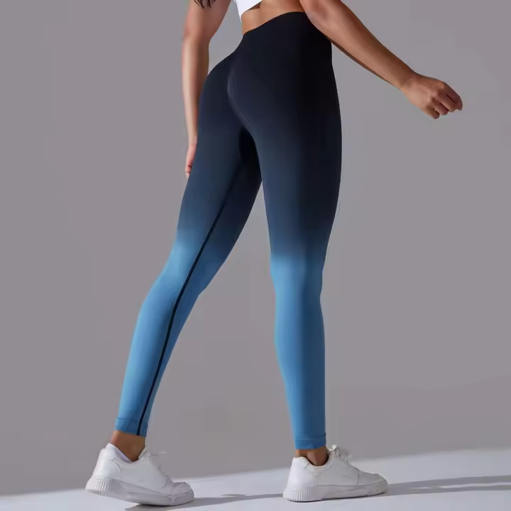 Pantalones de yoga de cambio gradual, malla sin costuras para deportes de gimnasio de cintura alta para mujer, control del vientre, entrenamiento para correr - 1