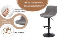 Taburete de Bar, Taburete Giratorio con Respaldo, sillas de Bar Modernas Ajustables, Taburete Alto sin Brazos de Piel sintética para Isla de Cocina, Color Blanco - details 5