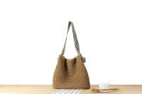Bolsa de playa estilo marino versátil con cuerda de papel, asa trenzada, correa de hombro anudada, nicho de vacaciones, bolsa trenzada. - details 0