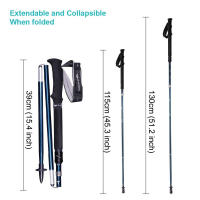 Palos de Senderismo PIONEER 2pcs Ultra Ligeros y Plegables para Trekking Nórdico en Aluminio Carbono y Tungsteno - details 1
