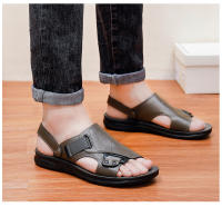 Sandalias de cuero para hombre, zapatos suaves de playa y exterior, planos, color negro, para jardín, 2024 - details 7