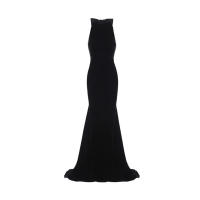 Bridedress mujeres Sexy cuello Halter elegante largo fiesta boda espalda arco sirena vestido de noche de terciopelo de talla grande Winered negro - details 4